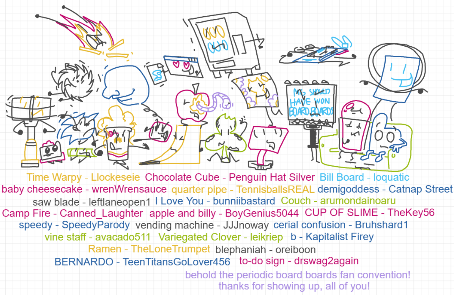 A panel from I've Been Everywhere, Man, episode nine of the Board Boards object show by Furretwalk/WalkingFurret.